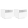 Armoires de chevet avec lumières LED 2 pcs blanc 40x39x37 cm 615143615143
