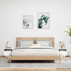 Armoires de chevet avec lumières LED 2 pcs blanc 40x39x37 cm 615143615143