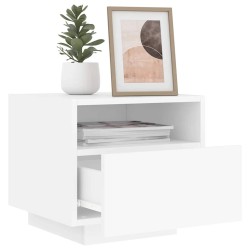 Armoires de chevet avec lumières LED 2 pcs blanc 40x39x37 cm 615143615143