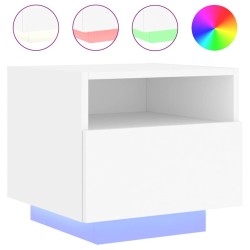 Armoires de chevet avec lumières LED 2 pcs blanc 40x39x37 cm 615143615143