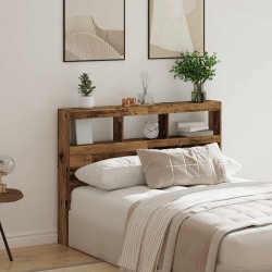 Armoire tête de lit avec LED vieux bois 140x17x102 cm 615144615144