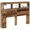 Armoire tête de lit avec LED vieux bois 140x17x102 cm 615144615144