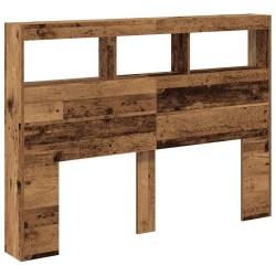 Armoire tête de lit avec LED vieux bois 140x17x102 cm 615144615144