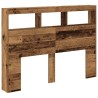 Armoire tête de lit avec LED vieux bois 140x17x102 cm 615144615144