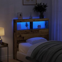 Armoire tête de lit avec LED vieux bois 100x17x102 cm 615145615145