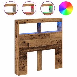 Armoire tête de lit avec LED vieux bois 100x17x102 cm 615145615145