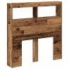 Armoire tête de lit avec LED vieux bois 100x17x102 cm 615145615145