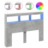 Armoire tête de lit avec LED gris béton 140x17x102 cm 615146615146