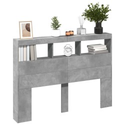Armoire tête de lit avec LED gris béton 140x17x102 cm 615146615146
