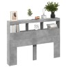 Armoire tête de lit avec LED gris béton 140x17x102 cm 615146615146