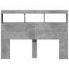 Armoire tête de lit avec LED gris béton 140x17x102 cm 615146615146