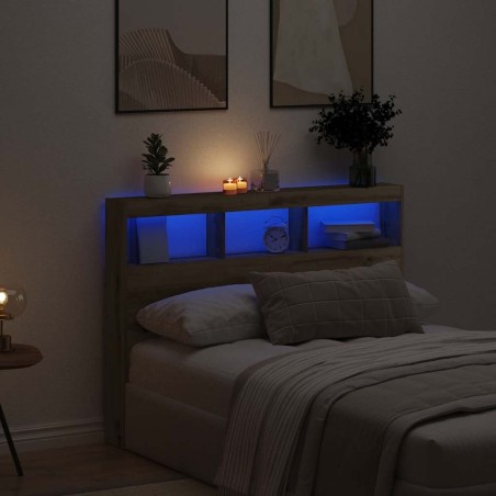 Armoire tête de lit avec LED chêne artisanal 140x17x102 cm 615163615163