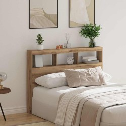 Armoire tête de lit avec LED chêne artisanal 140x17x102 cm 615163615163