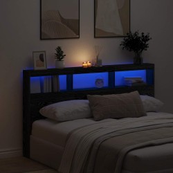 Armoire tête de lit avec LED chêne noir 180x17x102 cm 615164615164