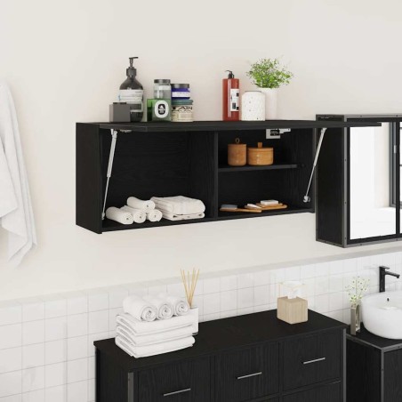 Armoire murale de bain noir 100x25x40 cm bois d'ingénierie 615171615171
