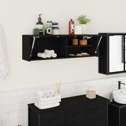Armoire murale de bain noir 100x25x30 cm bois d'ingénierie 615172615172
