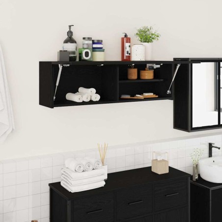 Armoire murale de bain noir 100x25x30 cm bois d'ingénierie 615172615172