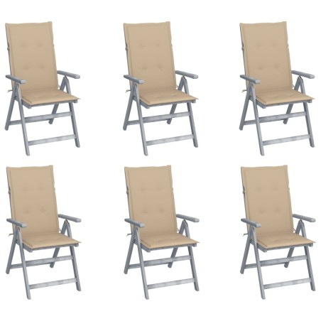 Chaises inclinables de jardin lot de 6 et coussins Bois acacia 615176615176