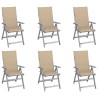 Chaises inclinables de jardin lot de 6 et coussins Bois acacia 615176615176