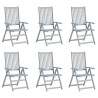 Chaises inclinables de jardin lot de 6 et coussins Bois acacia 615176615176