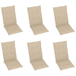 Chaises inclinables de jardin lot de 6 et coussins Bois acacia 615176615176