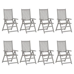 Chaises inclinables de jardin lot de 8 Gris Bois solide acacia 615181615181