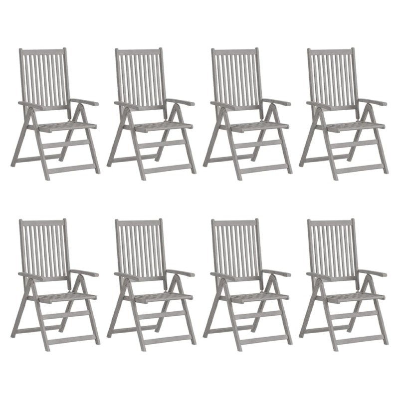 Chaises inclinables de jardin lot de 8 Gris Bois solide acacia 615181615181