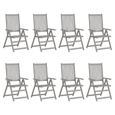 Chaises inclinables de jardin lot de 8 Gris Bois solide acacia 615181615181