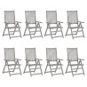 Chaises inclinables de jardin lot de 8 Gris Bois solide acacia 615181615181