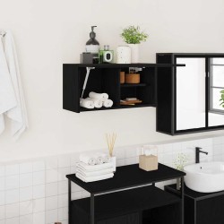 Armoire murale de bain noir 60x25x30 cm bois d'ingénierie 615183615183