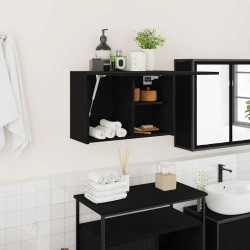 Armoire murale de bain noir 60x25x40 cm bois d'ingénierie 615184615184