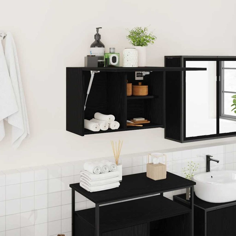 Armoire murale de bain noir 60x25x40 cm bois d'ingénierie 615184615184