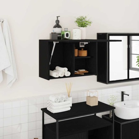 Armoire murale de bain noir 60x25x40 cm bois d'ingénierie 615184615184