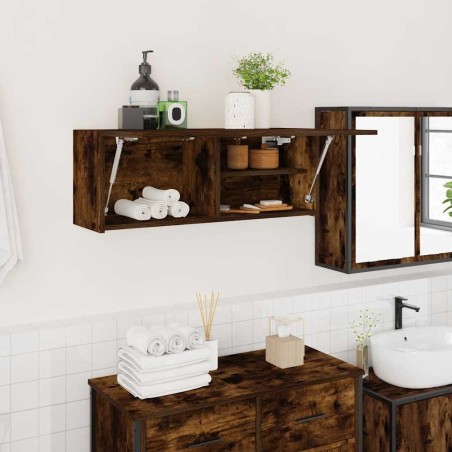 Armoire murale de bain chêne fumé 80x25x30 cm bois d'ingénierie 615185615185
