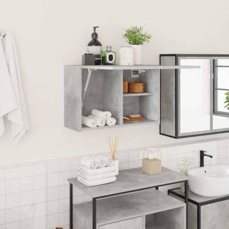 Armoire murale de bain gris béton 60x25x40 cm bois d'ingénierie 615188615188