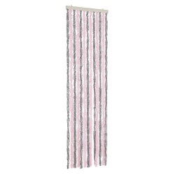 Rideau anti-mouches gris argenté et rose 56x185 cm chenille 615194615194