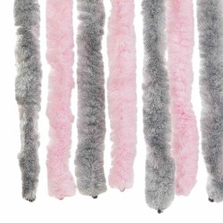 Rideau anti-mouches gris argenté et rose 56x185 cm chenille 615194615194