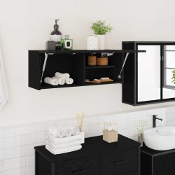 Armoire murale de bain noir 80x25x30 cm bois d'ingénierie 615196615196