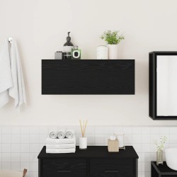 Armoire murale de bain noir 80x25x30 cm bois d'ingénierie 615196615196