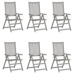Chaises inclinables de jardin lot de 6 Gris Bois solide acacia 615197615197