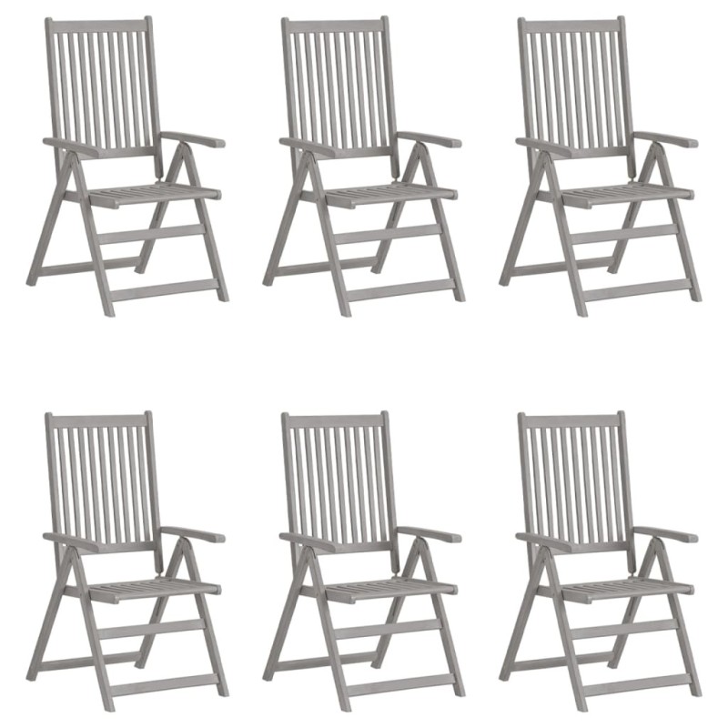 Chaises inclinables de jardin lot de 6 Gris Bois solide acacia 615197615197