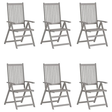 Chaises inclinables de jardin lot de 6 Gris Bois solide acacia 615197615197