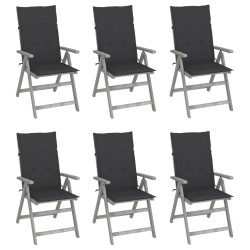Chaises inclinables de jardin lot de 6 et coussins Bois acacia 615198615198