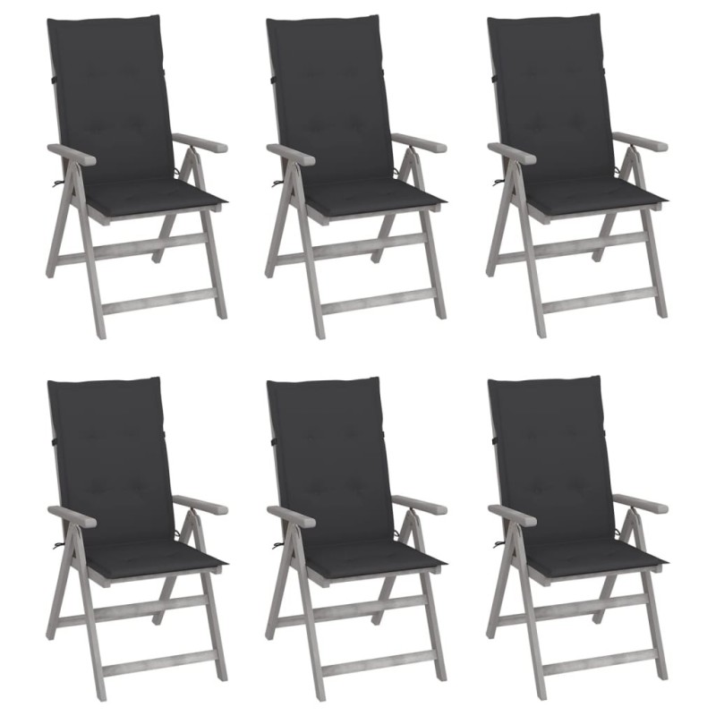 Chaises inclinables de jardin lot de 6 et coussins Bois acacia 615198615198