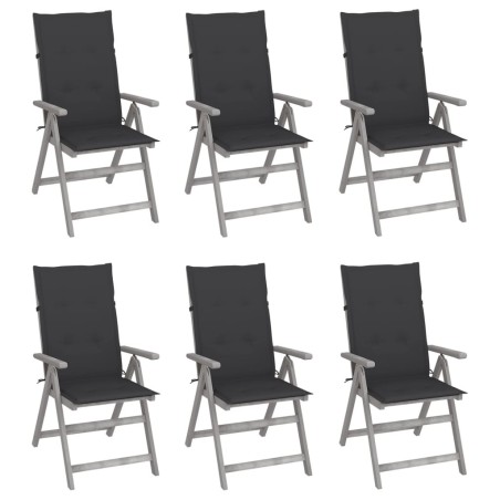 Chaises inclinables de jardin lot de 6 et coussins Bois acacia 615198615198