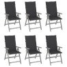 Chaises inclinables de jardin lot de 6 et coussins Bois acacia 615198615198