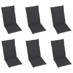 Chaises inclinables de jardin lot de 6 et coussins Bois acacia 615198615198