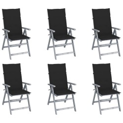 Chaises inclinables de jardin lot de 6 et coussins Bois acacia 615201615201