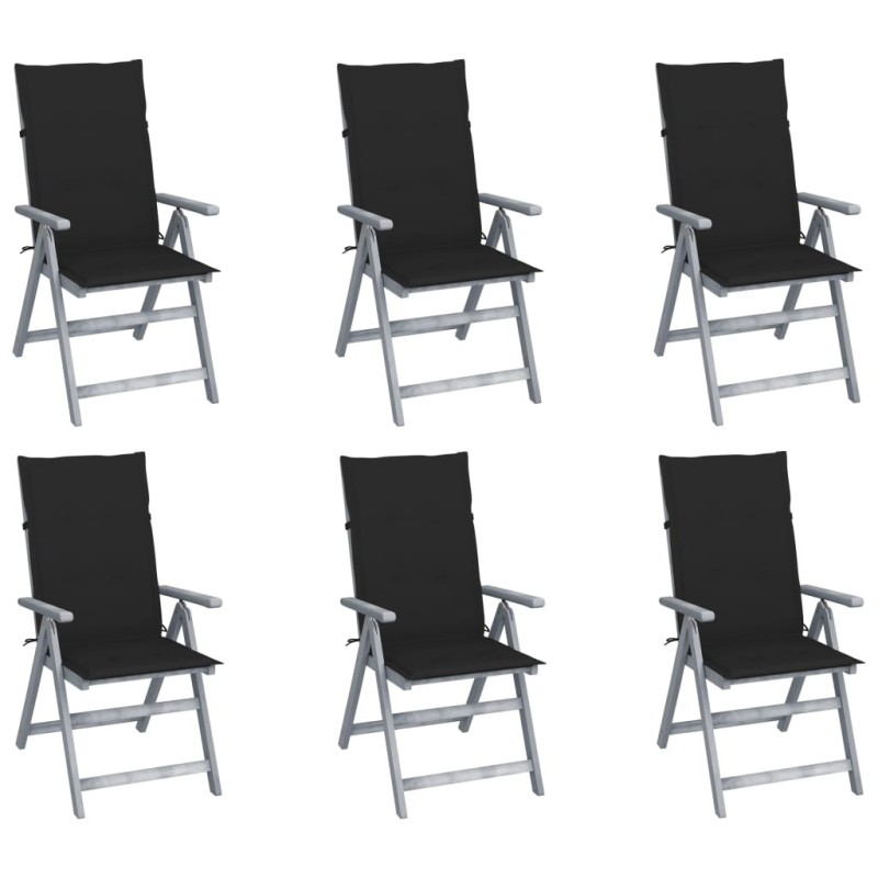 Chaises inclinables de jardin lot de 6 et coussins Bois acacia 615201615201