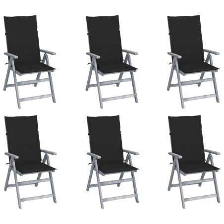 Chaises inclinables de jardin lot de 6 et coussins Bois acacia 615201615201